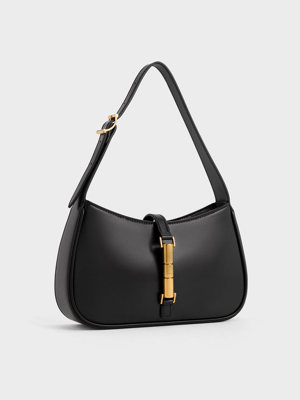 CHARLES & KEITH Customer Favorite / Cesia Metallic-Accent Shoulder Bag - Black