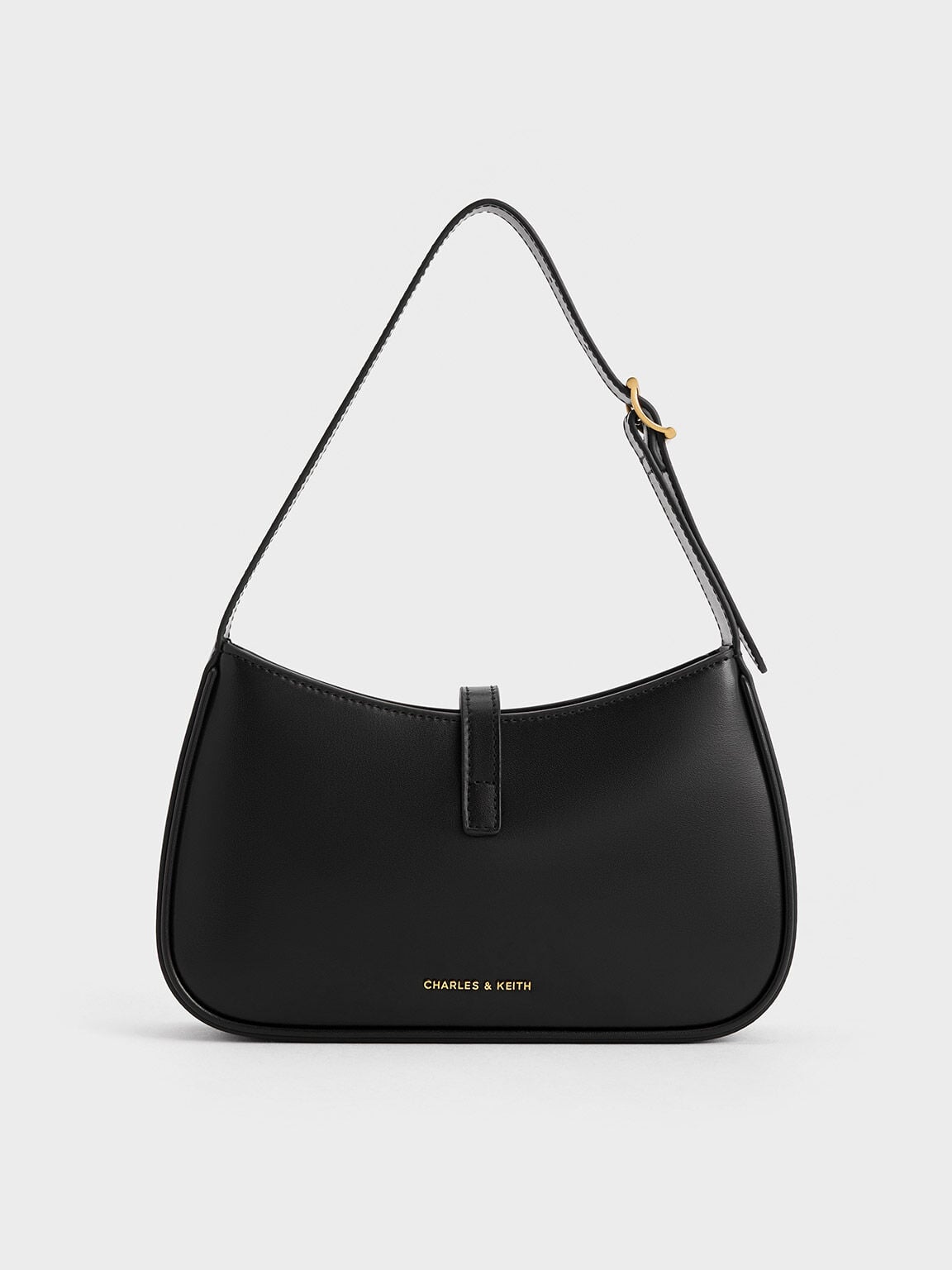 CHARLES & KEITH Customer Favorite / Cesia Metallic-Accent Shoulder Bag - Black