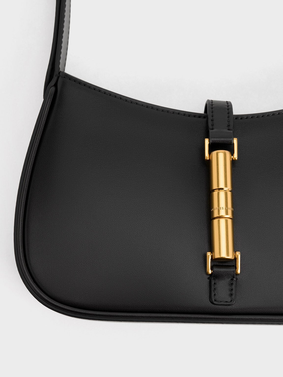 CHARLES & KEITH Customer Favorite / Cesia Metallic-Accent Shoulder Bag - Black