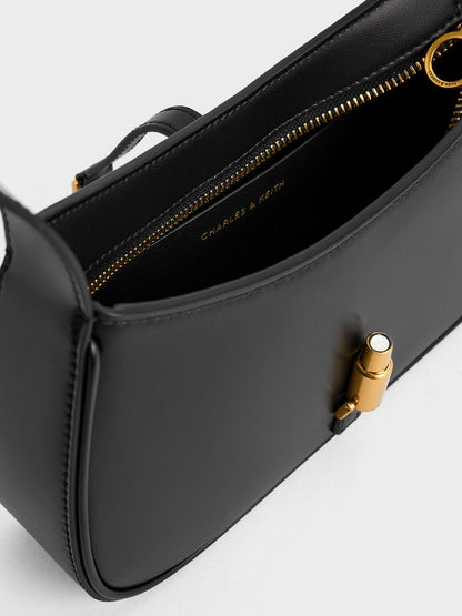 CHARLES & KEITH Customer Favorite / Cesia Metallic-Accent Shoulder Bag - Black