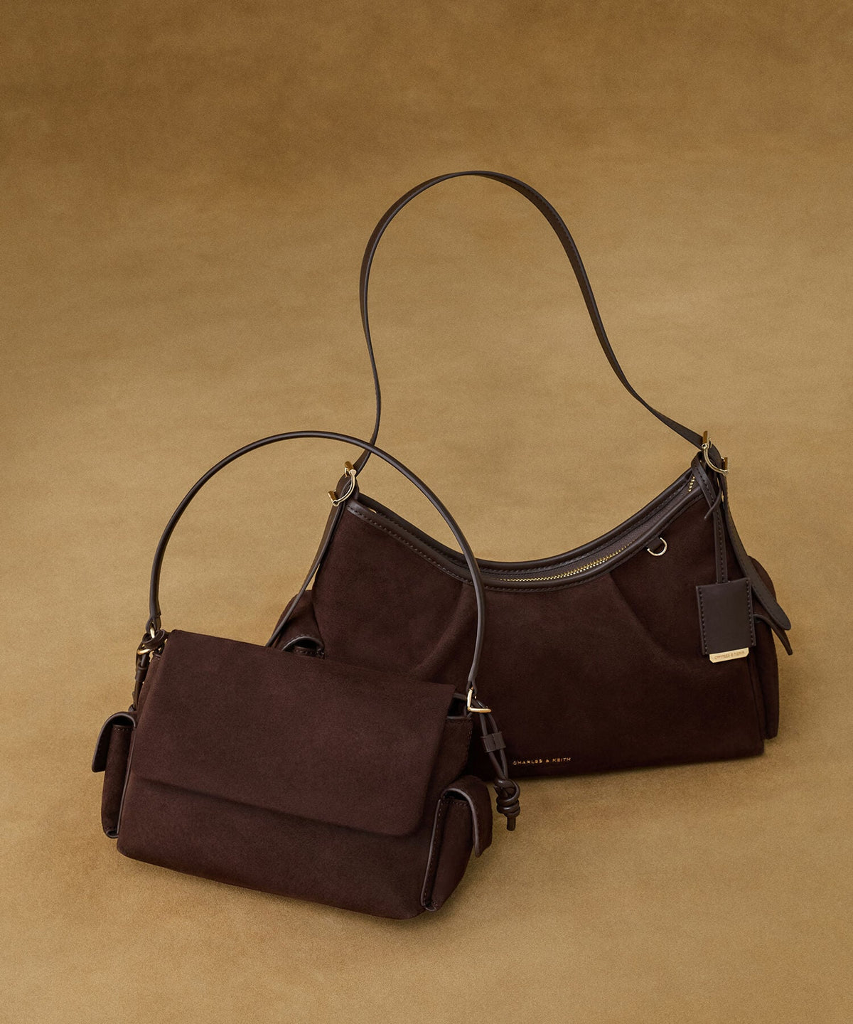 CHARLES & KEITH Deals / Khai Ruched Top Handle Bag - Espresso Brown