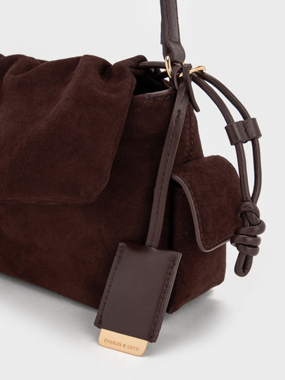 CHARLES & KEITH Deals / Khai Ruched Top Handle Bag - Espresso Brown