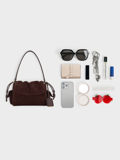 CHARLES & KEITH Deals / Khai Ruched Top Handle Bag - Espresso Brown