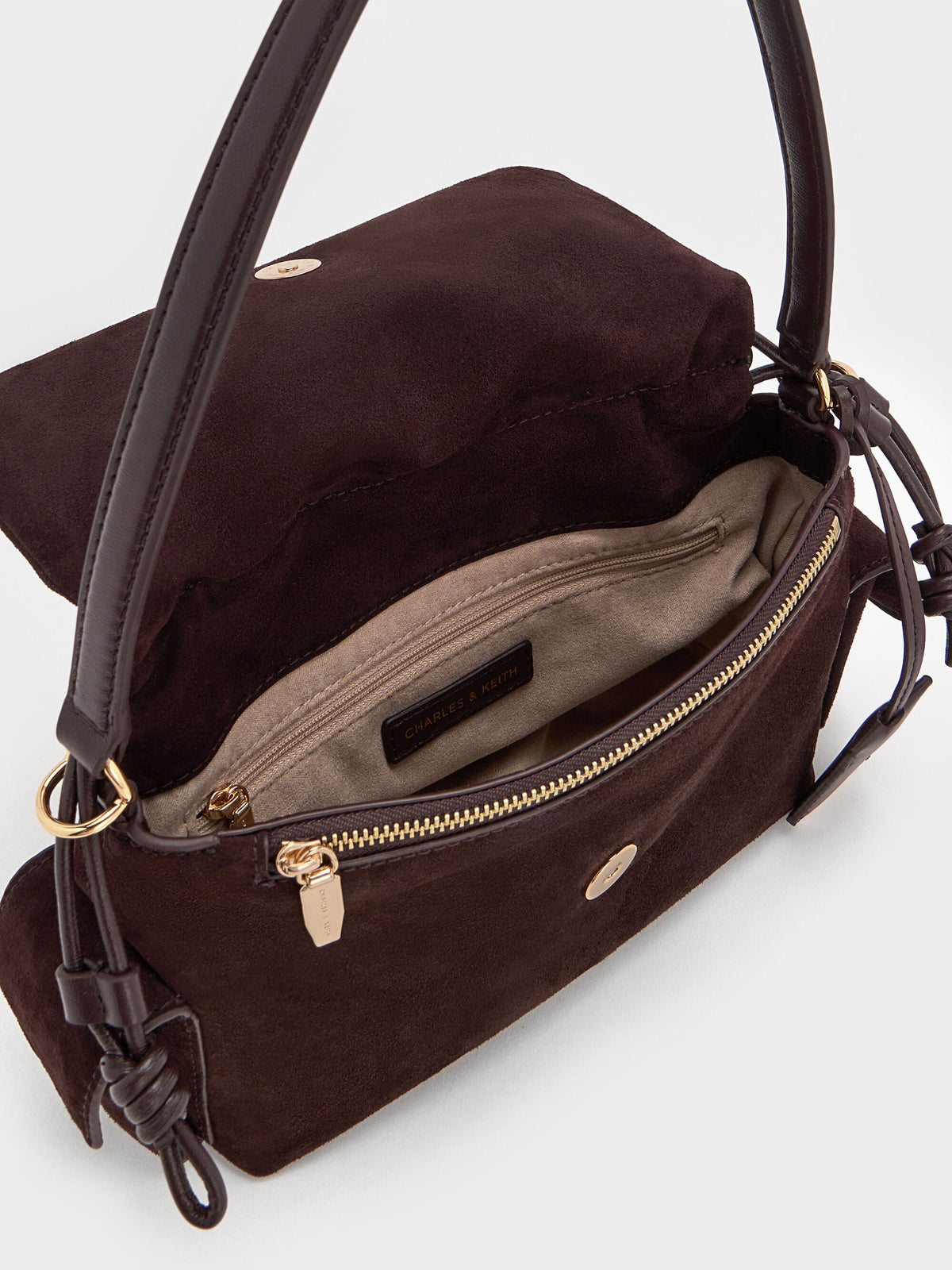 CHARLES & KEITH Deals / Khai Ruched Top Handle Bag - Espresso Brown