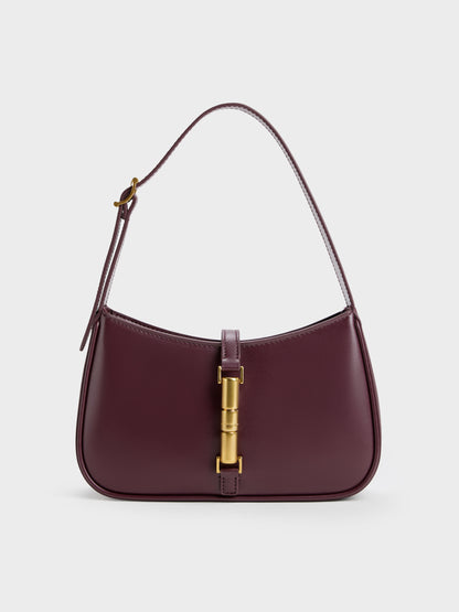 CHARLES & KEITH Best Price / Cesia Metallic-Accent Shoulder Bag - Wineberry Red