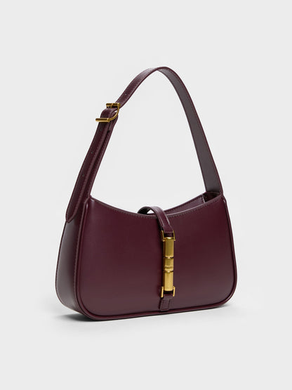 CHARLES & KEITH Best Price / Cesia Metallic-Accent Shoulder Bag - Wineberry Red