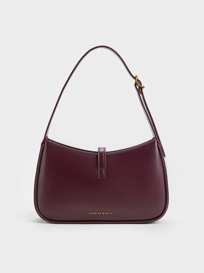 CHARLES & KEITH Best Price / Cesia Metallic-Accent Shoulder Bag - Wineberry Red