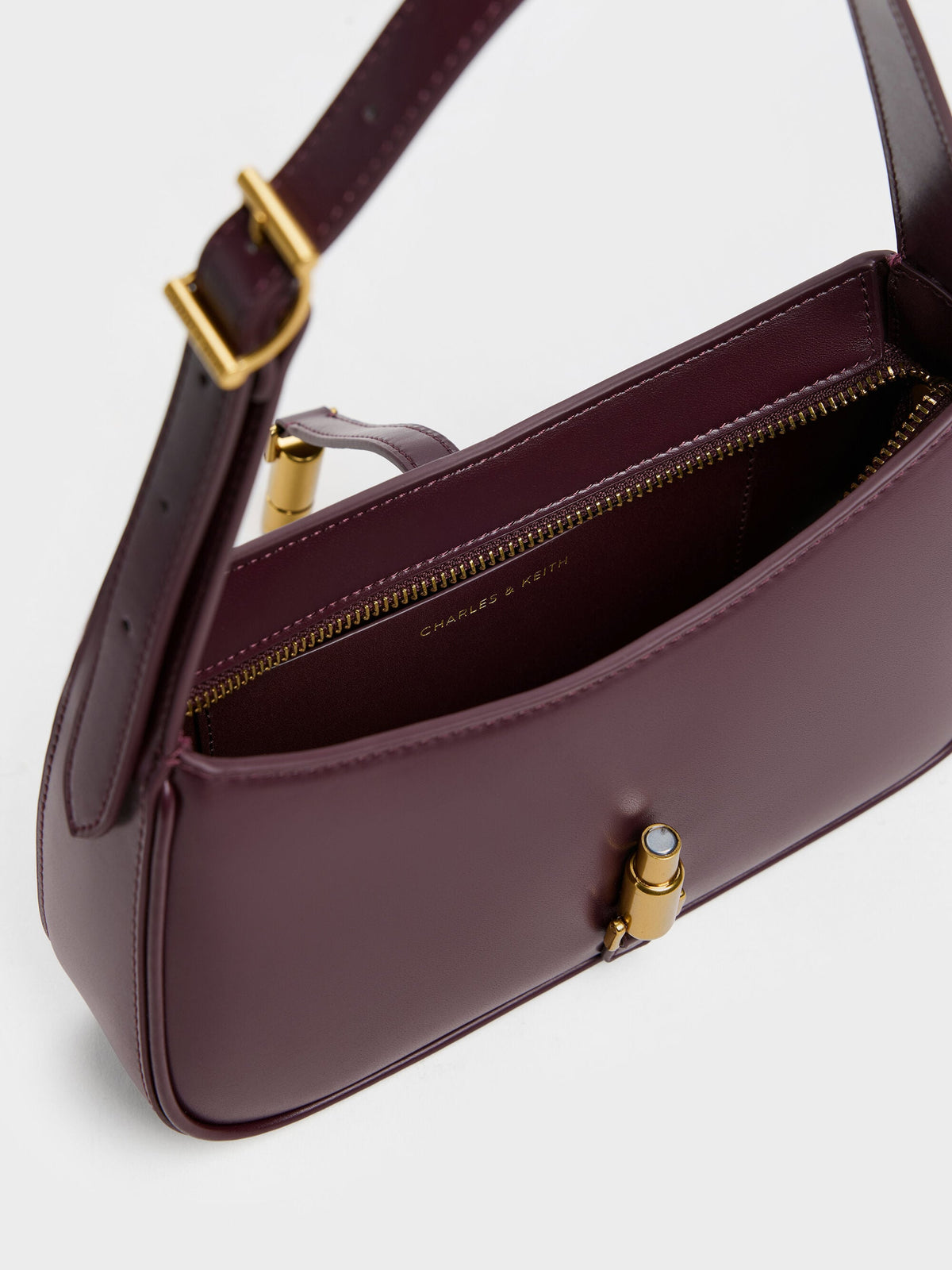 CHARLES & KEITH Best Price / Cesia Metallic-Accent Shoulder Bag - Wineberry Red