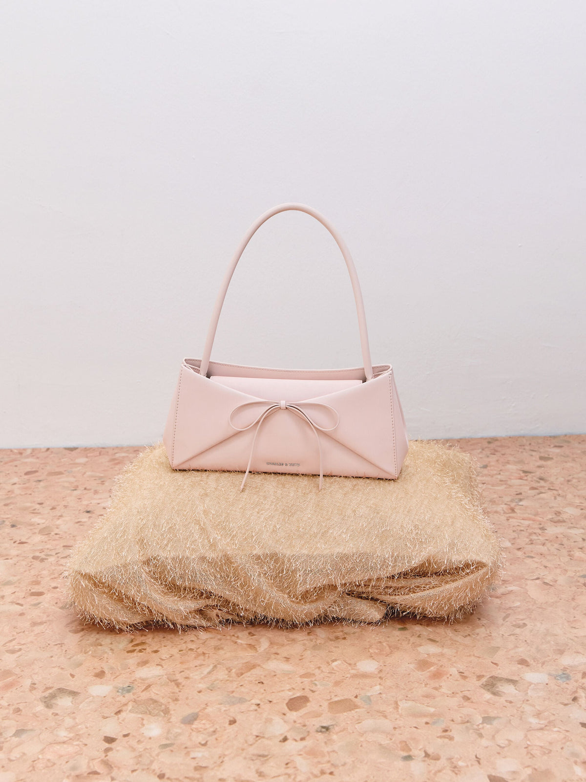 CHARLES & KEITH Trending / Hazel Bow Panelled Shoulder Bag - Soft Pink