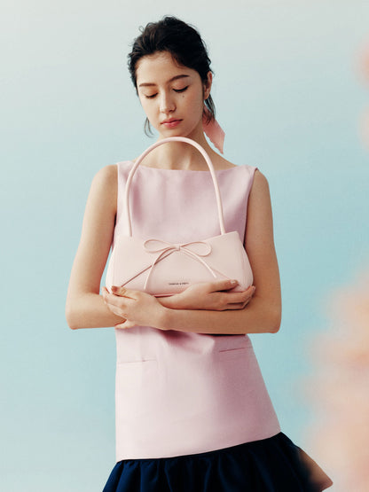 CHARLES & KEITH Trending / Hazel Bow Panelled Shoulder Bag - Soft Pink