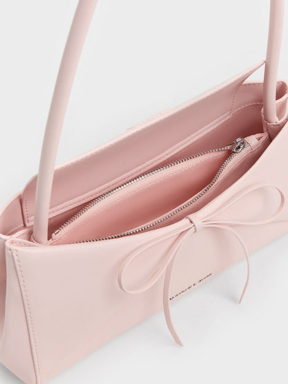CHARLES & KEITH Trending / Hazel Bow Panelled Shoulder Bag - Soft Pink