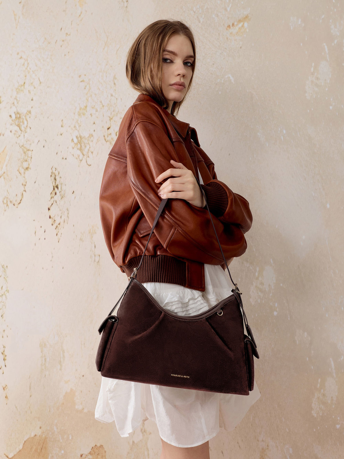 CHARLES & KEITH Best Price / Khai Side-Pocket Shoulder Bag - Espresso Brown