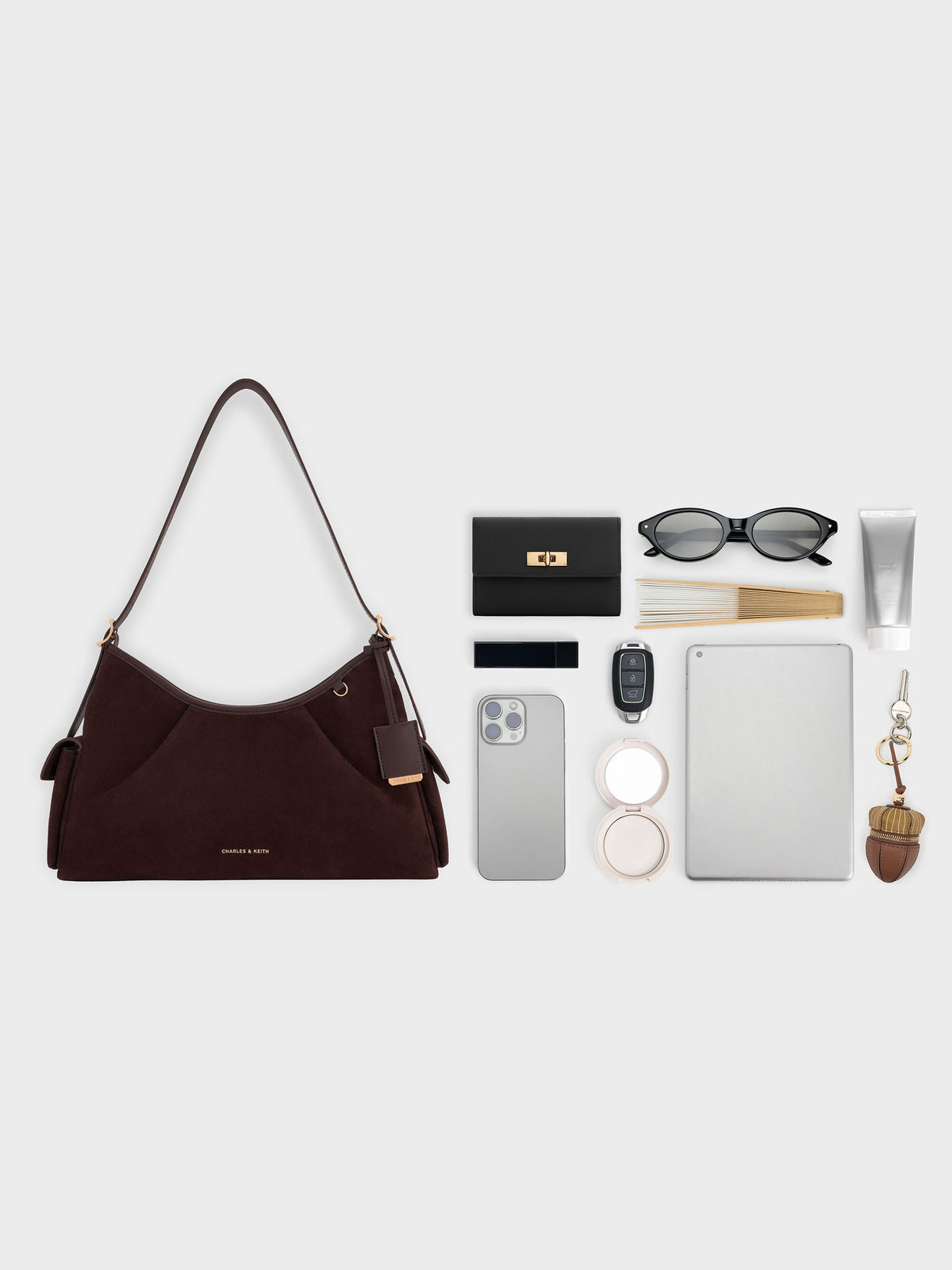 CHARLES & KEITH Best Price / Khai Side-Pocket Shoulder Bag - Espresso Brown