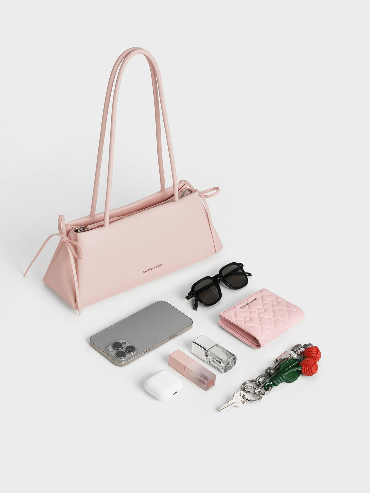 CHARLES & KEITH Customer Favorite / Hazel Bow Shoulder Bag - Soft Pink