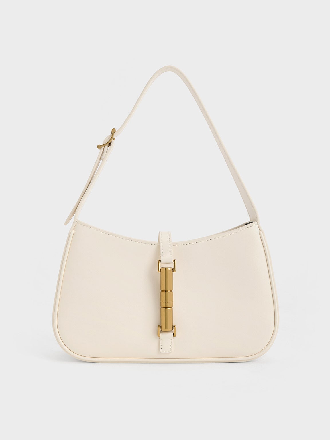 CHARLES & KEITH Top Pick / Cesia Metallic-Accent Shoulder Bag - Cream