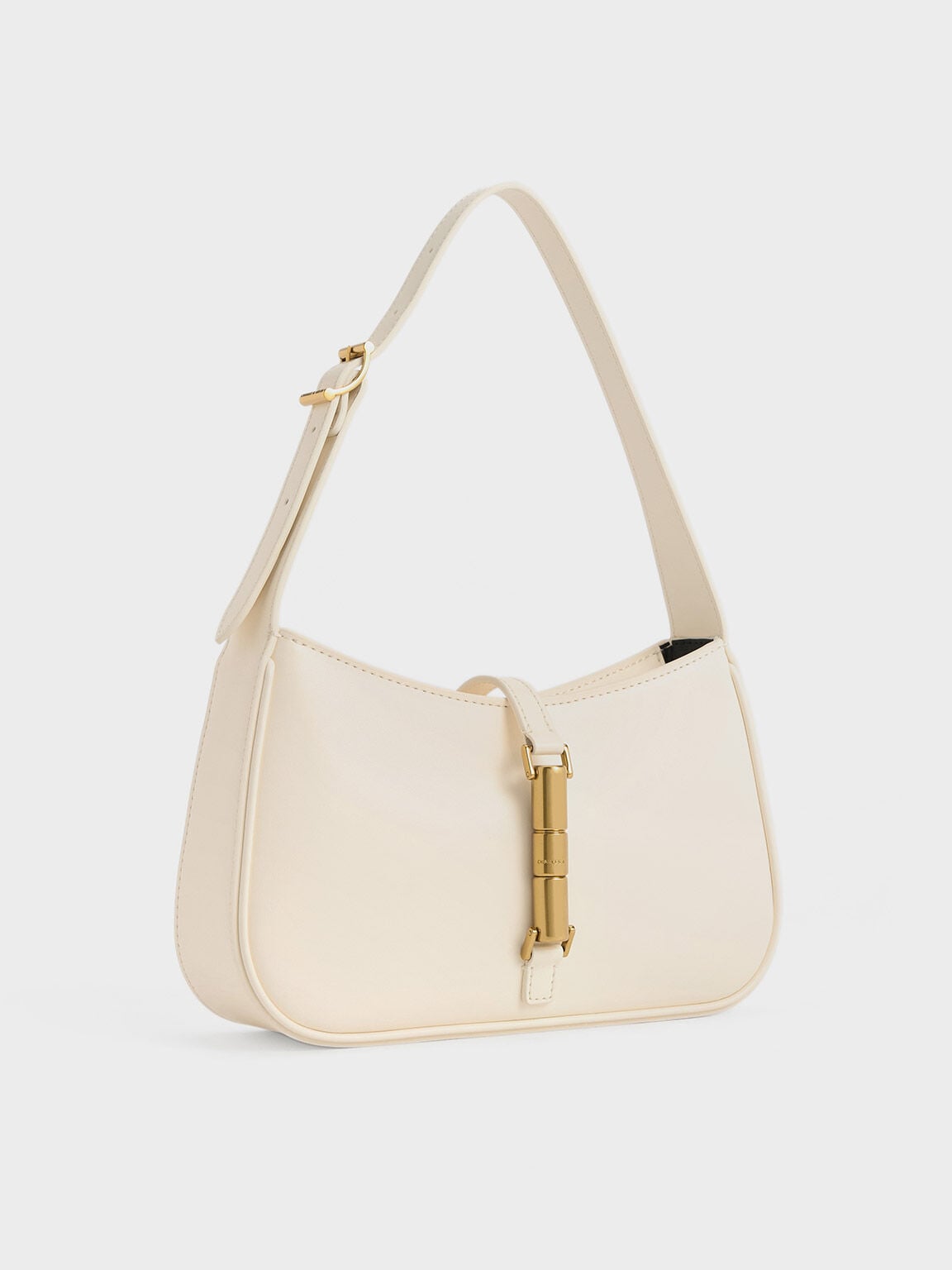 CHARLES & KEITH Top Pick / Cesia Metallic-Accent Shoulder Bag - Cream