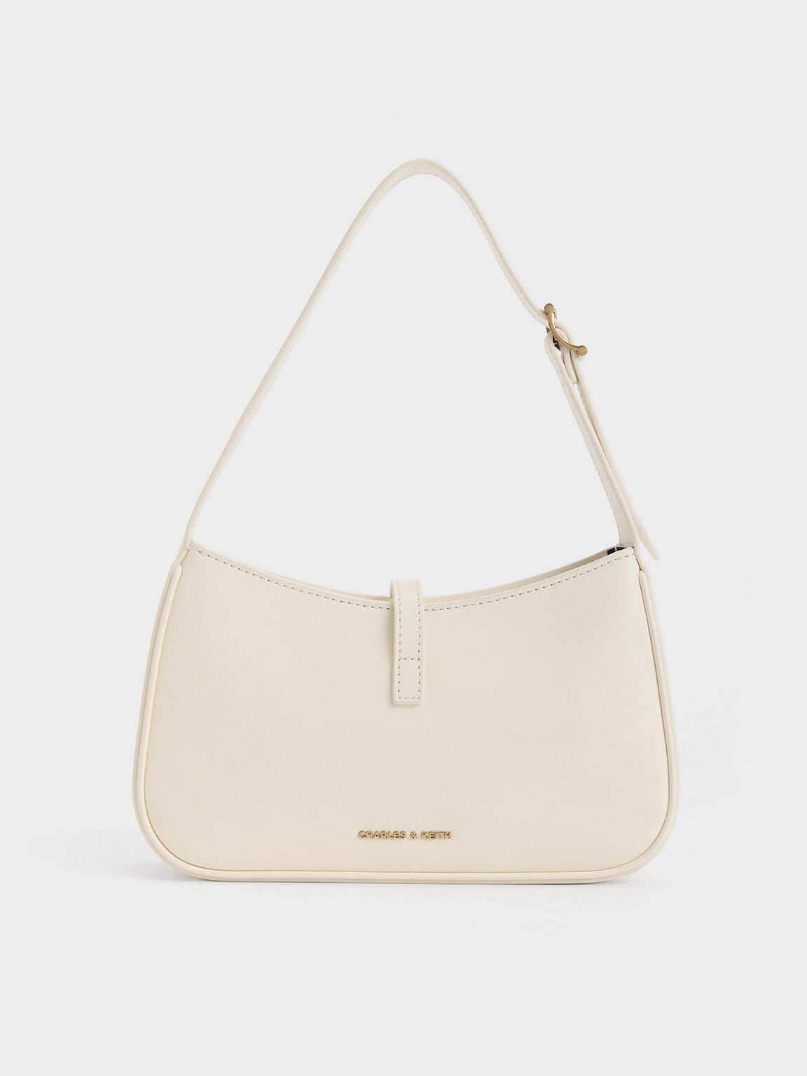 CHARLES & KEITH Top Pick / Cesia Metallic-Accent Shoulder Bag - Cream