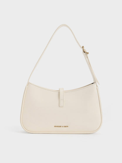 CHARLES & KEITH Top Pick / Cesia Metallic-Accent Shoulder Bag - Cream