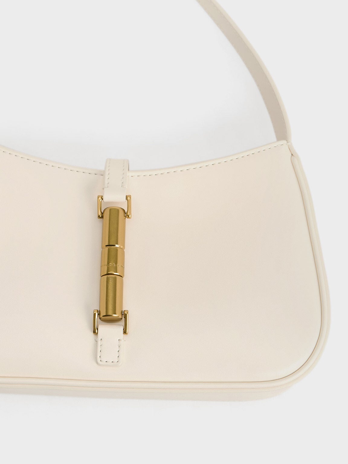 CHARLES & KEITH Top Pick / Cesia Metallic-Accent Shoulder Bag - Cream