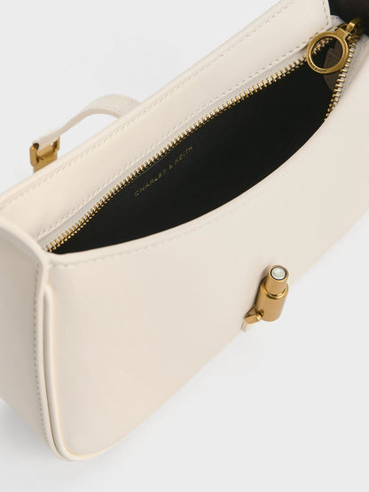 CHARLES & KEITH Top Pick / Cesia Metallic-Accent Shoulder Bag - Cream