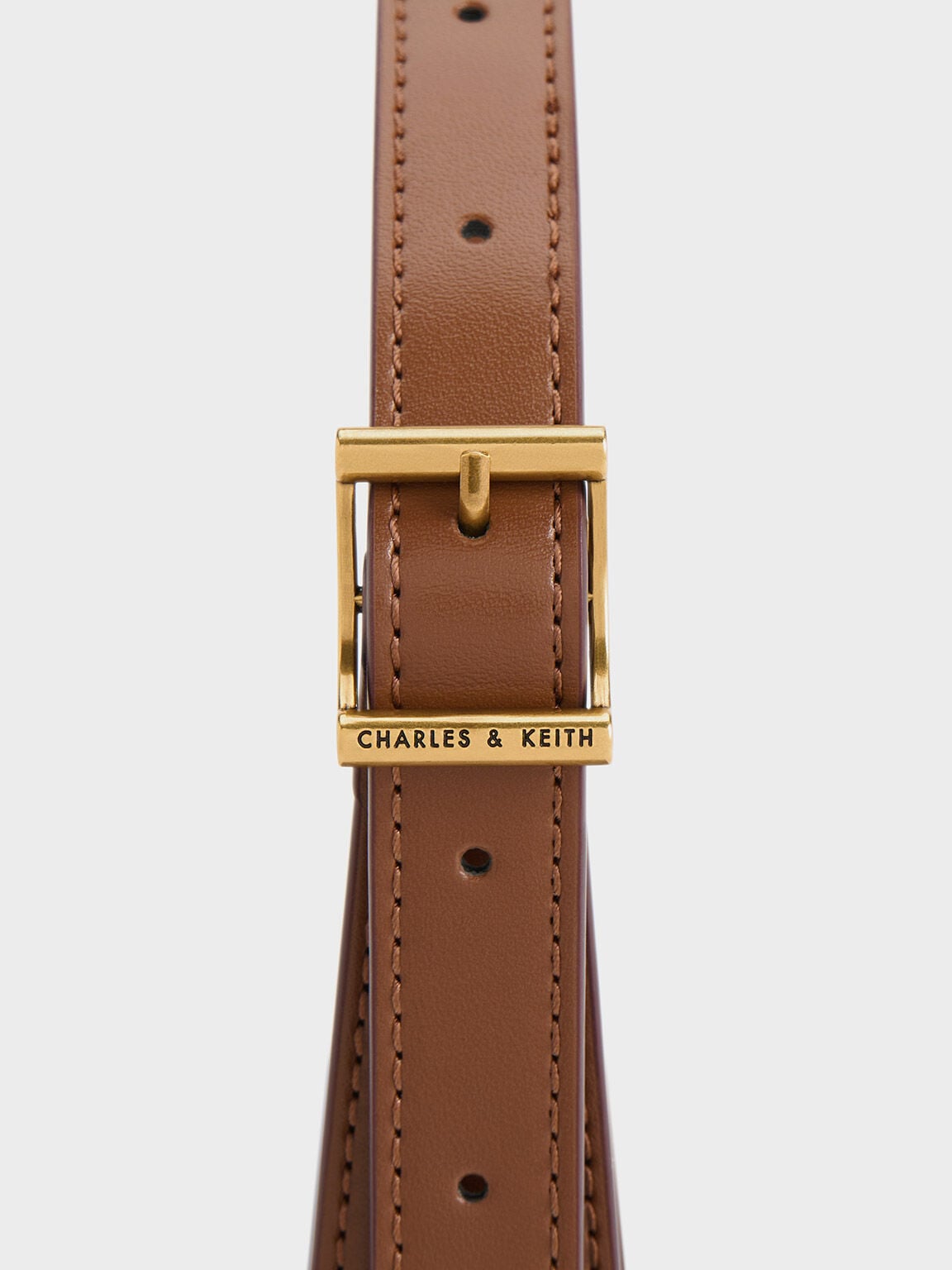 CHARLES & KEITH Quality / Cesia Metallic-Accent Shoulder Bag - Chocolate