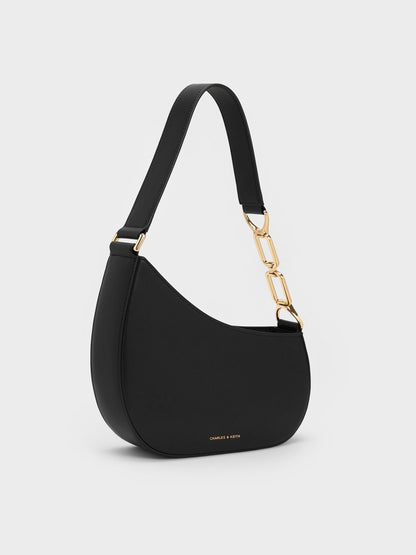 CHARLES & KEITH Everyday / Agatha Chain-Strap Shoulder Bag - Black