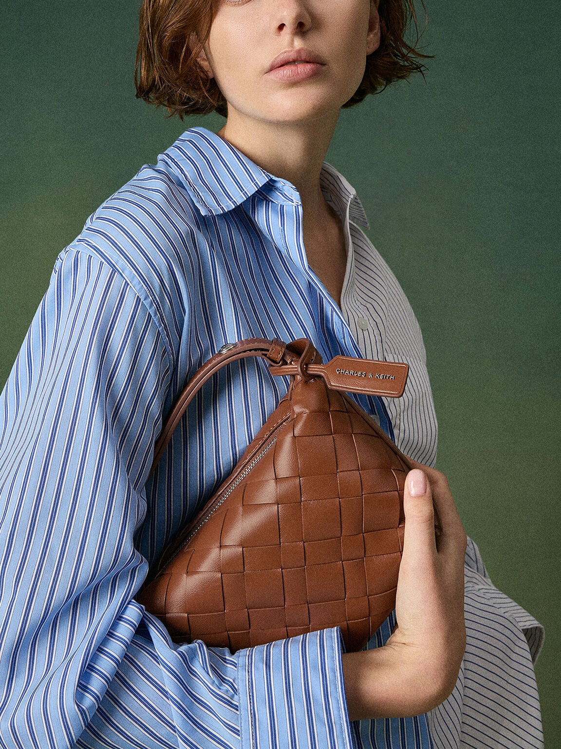 CHARLES & KEITH Trusted / Ivette Woven Shoulder Bag - Chocolate