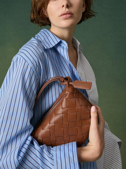 CHARLES & KEITH Trusted / Ivette Woven Shoulder Bag - Chocolate