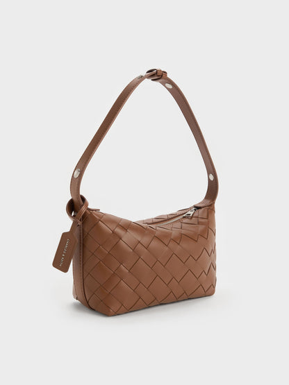 CHARLES & KEITH Trusted / Ivette Woven Shoulder Bag - Chocolate