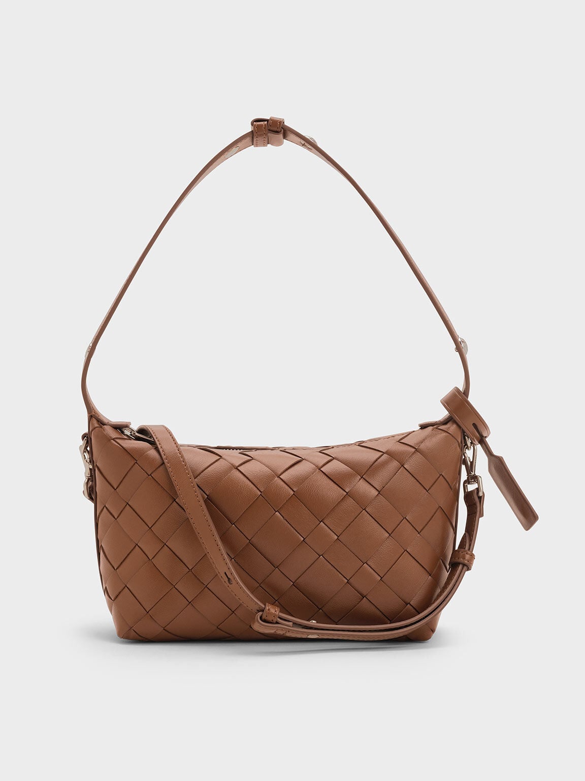 CHARLES & KEITH Trusted / Ivette Woven Shoulder Bag - Chocolate