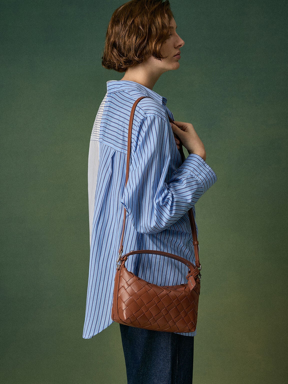 CHARLES & KEITH Trusted / Ivette Woven Shoulder Bag - Chocolate