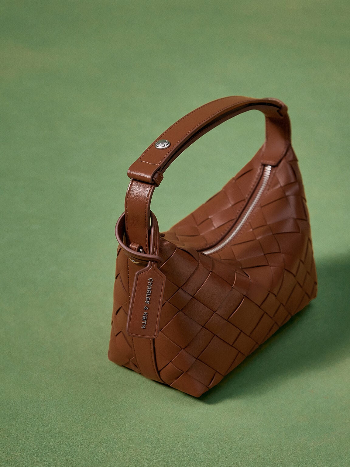 CHARLES & KEITH Trusted / Ivette Woven Shoulder Bag - Chocolate