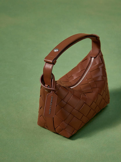 CHARLES & KEITH Trusted / Ivette Woven Shoulder Bag - Chocolate