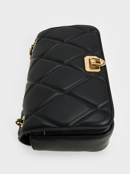 CHARLES & KEITH Popular / Arwen Diamond-Quilt Shoulder Bag - Black