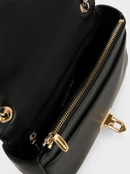 CHARLES & KEITH Popular / Arwen Diamond-Quilt Shoulder Bag - Black
