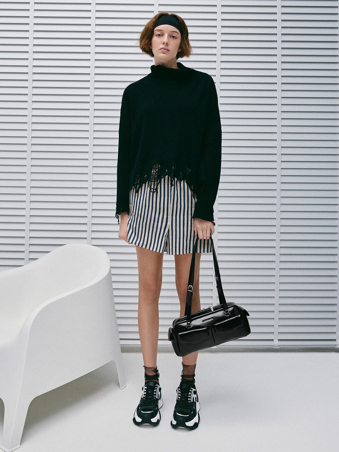 CHARLES & KEITH Special Offer / Rachel Multi-Pocket Shoulder Bag - Noir