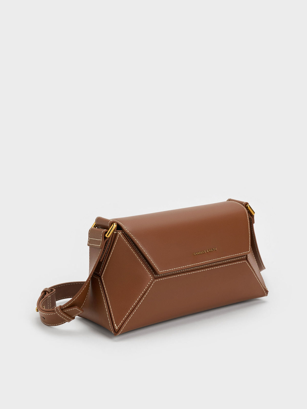 CHARLES & KEITH Classic / Nasrin Geometric Shoulder Bag - Chocolate