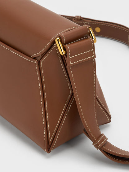 CHARLES & KEITH Classic / Nasrin Geometric Shoulder Bag - Chocolate