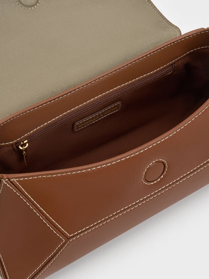CHARLES & KEITH Classic / Nasrin Geometric Shoulder Bag - Chocolate