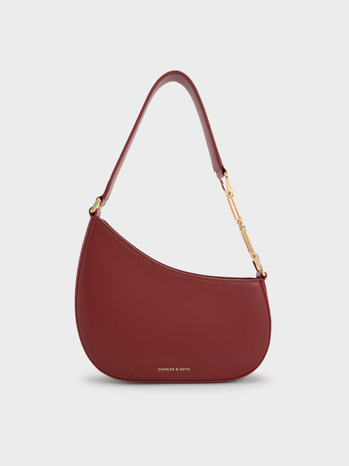 CHARLES & KEITH Value / Agatha Chain-Strap Shoulder Bag - Burgundy