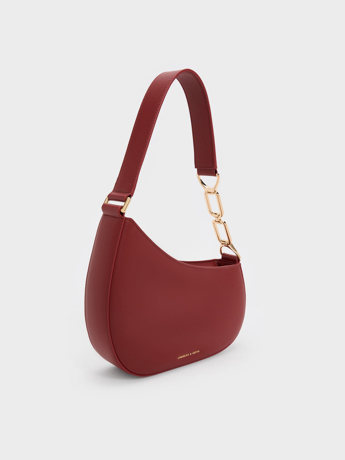 CHARLES & KEITH Value / Agatha Chain-Strap Shoulder Bag - Burgundy