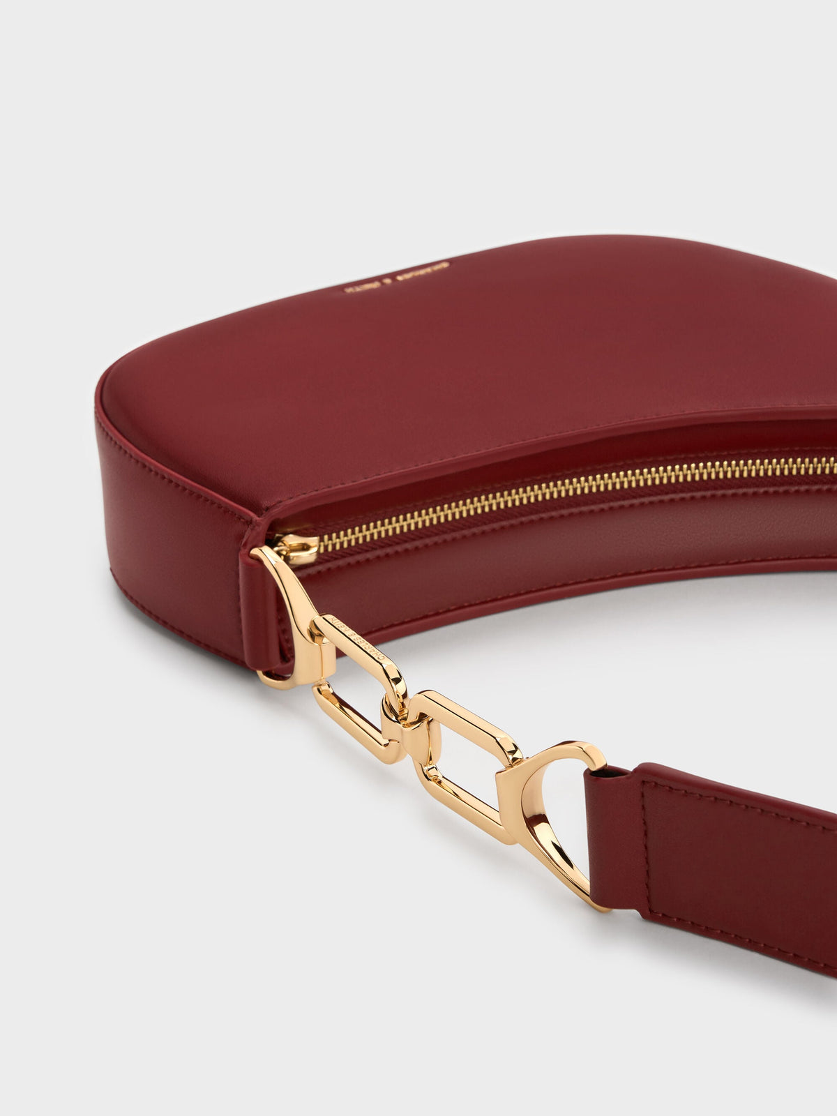 CHARLES & KEITH Value / Agatha Chain-Strap Shoulder Bag - Burgundy