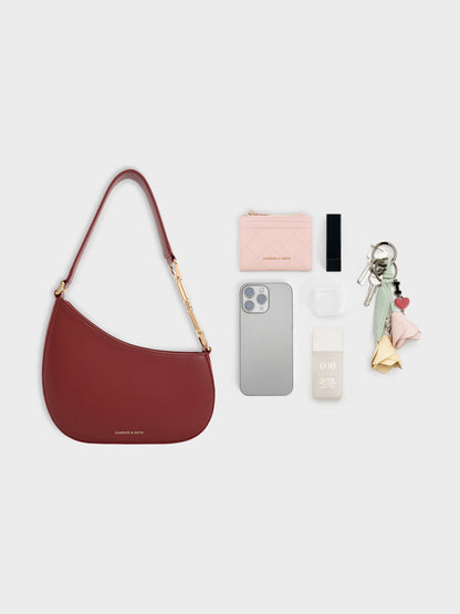 CHARLES & KEITH Value / Agatha Chain-Strap Shoulder Bag - Burgundy