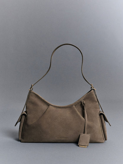 CHARLES & KEITH New / Khai Side-Pocket Shoulder Bag - Stone Grey