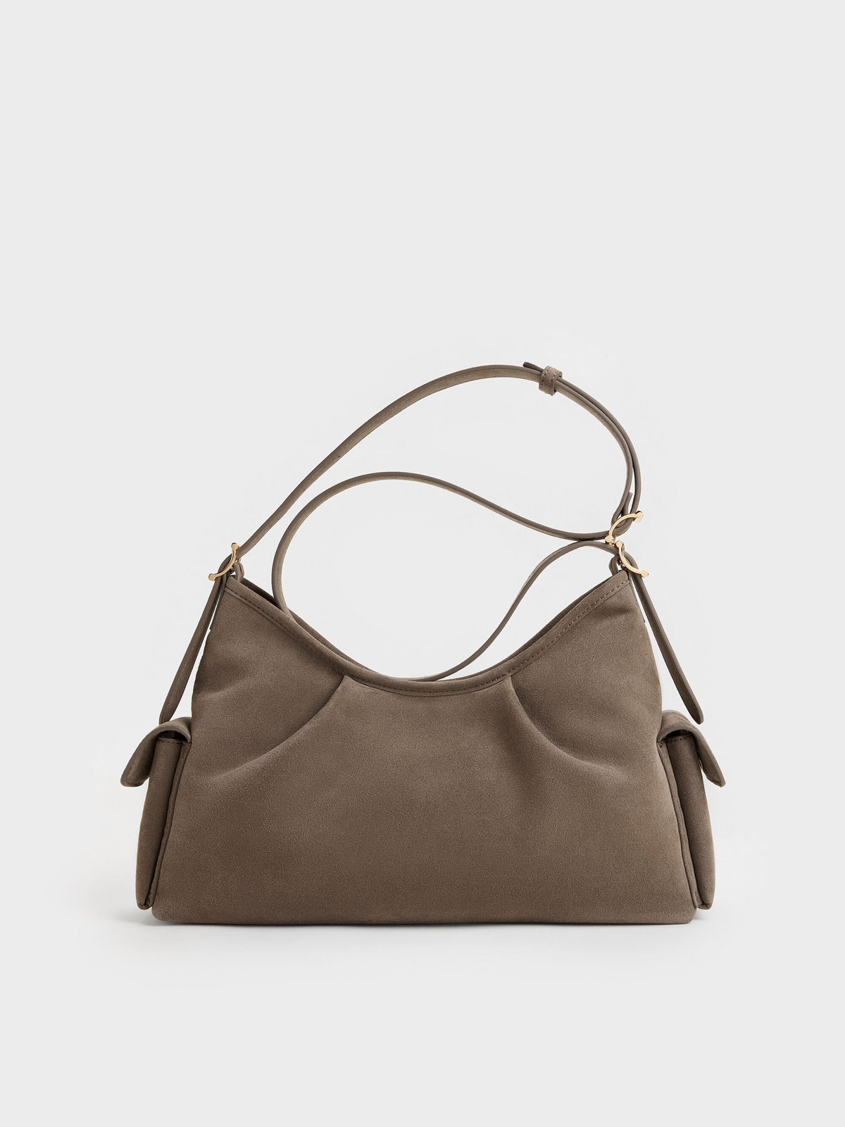 CHARLES & KEITH New / Khai Side-Pocket Shoulder Bag - Stone Grey