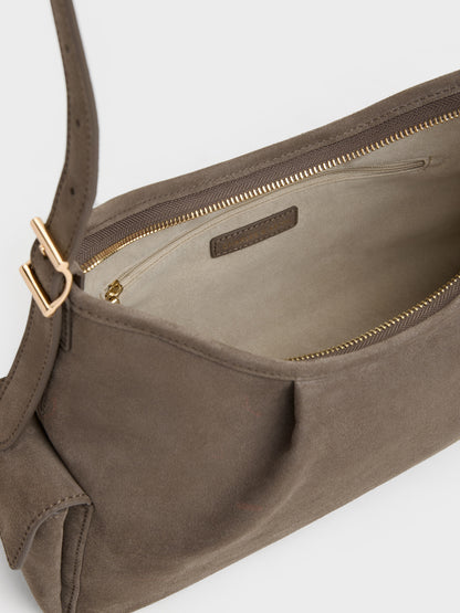 CHARLES & KEITH New / Khai Side-Pocket Shoulder Bag - Stone Grey