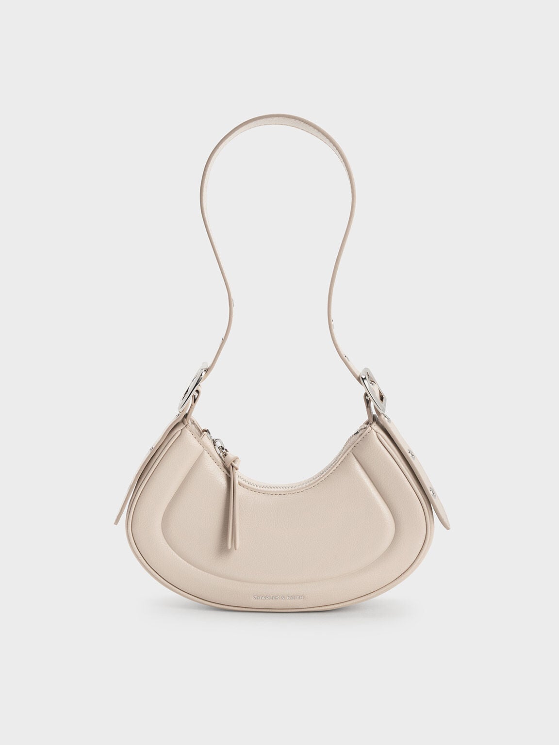 CHARLES & KEITH New / Petra Curved Shoulder Bag - Oat