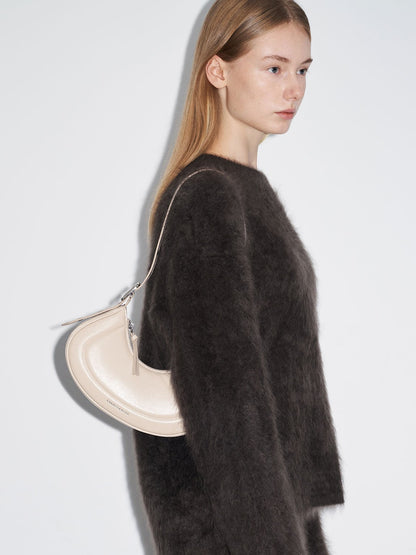 CHARLES & KEITH New / Petra Curved Shoulder Bag - Oat