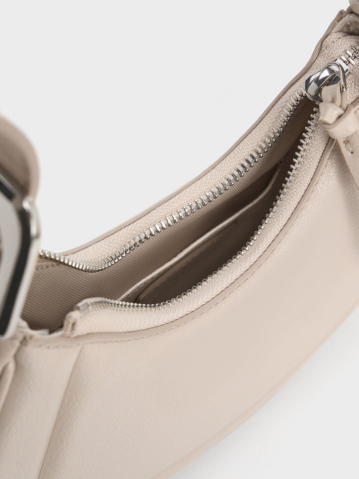 CHARLES & KEITH New / Petra Curved Shoulder Bag - Oat