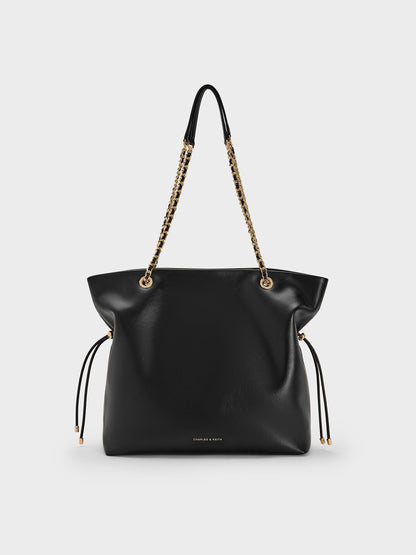 CHARLES & KEITH Customer Favorite / Arya Braided-Chain Tote Bag - Black